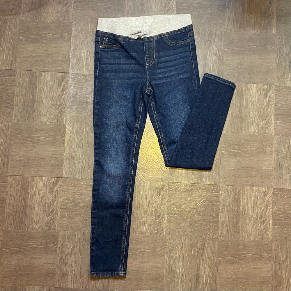 Wonder Nation Girls Dark Wash Denim Jeggings Elastic Waistband Size Medium 7-8